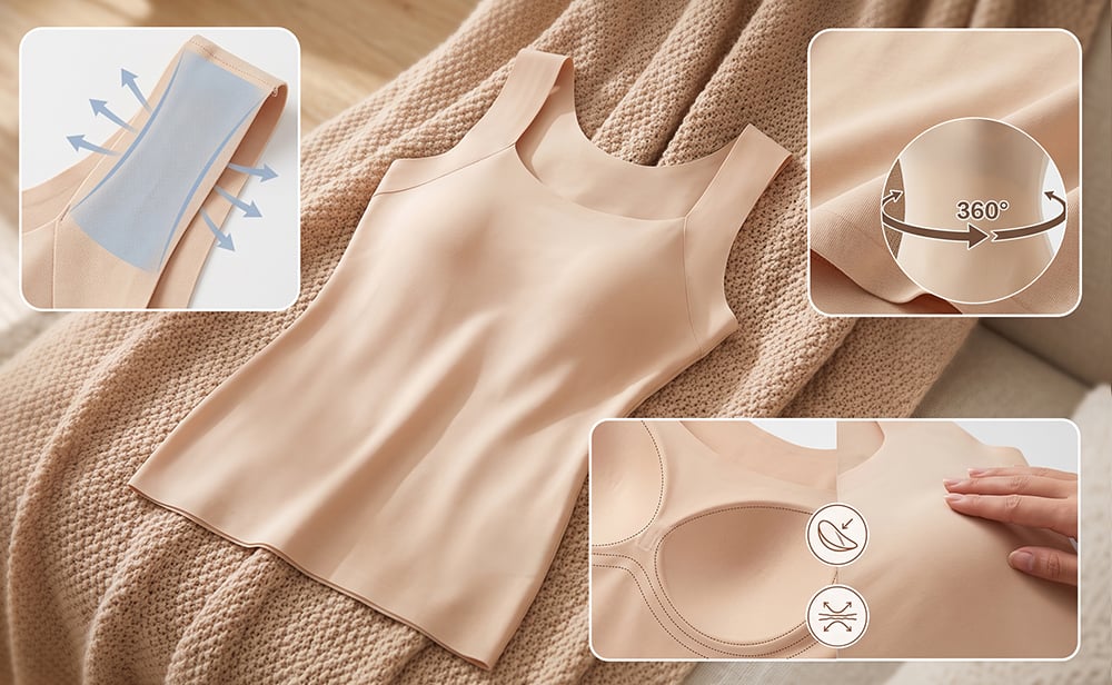 Pam Tanks U-neck tank with built-in padding and stretch details